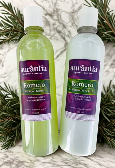  Botellas de champú y acondicionador de hierbas de romero natural para el cuidado del cabello graso
