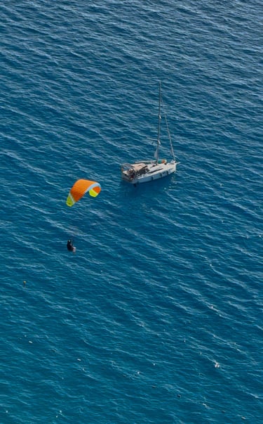 hobbyGT acro paragliding over sea