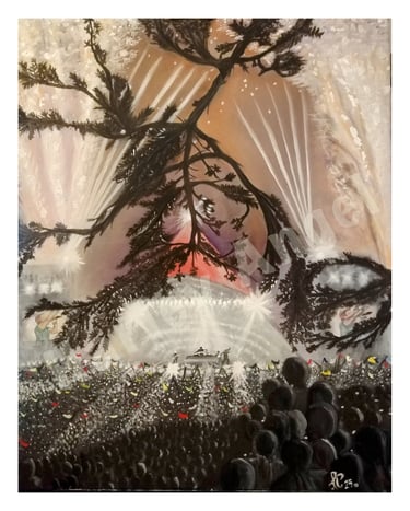 Glastonbury Festival - a sky full of stars- original oil painting and print - Coldplay 