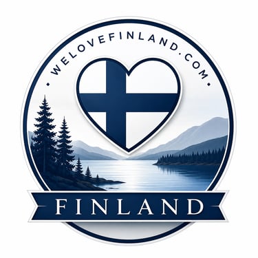 We Love Finland, Love Finland, Finland, Sauna, Traditional Finnish Foods and Drinks, Santa Claus, Finnish Candy, Finnish Design, Finnish Music logo
