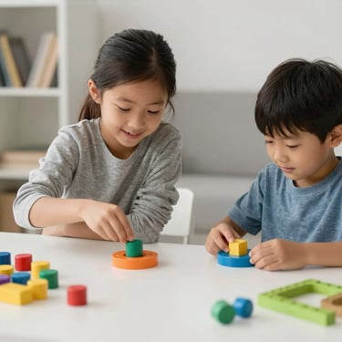 Children playing with action figures and thrilling playsets in a bright, lively room.