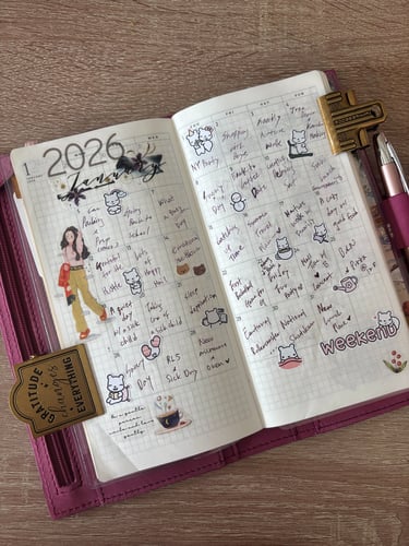 Sterling Ink N2 Compact monthly spread with minimalist daily highlights and functional stickers.