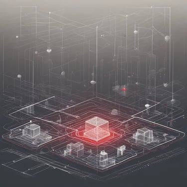 A sleek workspace showing a laptop with code and design sketches for digital products.