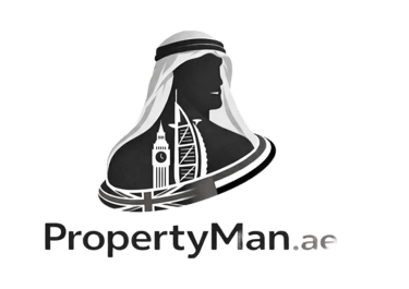 PropertyMan.ae logo featuring an Arab man silhouette with the Burj Al Arab and Big Ben icons.