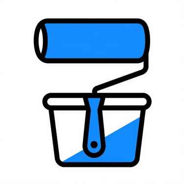 Blue concrete mixer icon on a construction site fence for building and masonry work.
