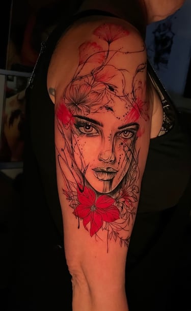 Realism tattoo portrait on forearm done in Hurghada”