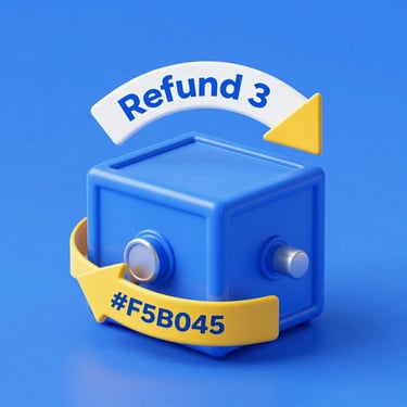 Cashback promo image featuring a sleek 'Refund' arrow circling a safe box, incorporating #CBD5E0 and #F5B041 colors.
