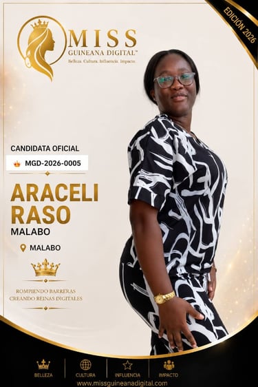 Araceli Raso Malabo | Candidata Oficial Miss Guineana Digital™ 2026 | MGD-2026-0005 logo