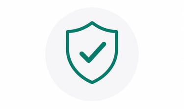 Green shield icon with a checkmark representing cybersecurity and data protection safety.