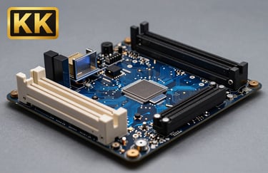 A micro photography shot of a high-performance motherboard with glowing steel blue circuits and professional lighting.