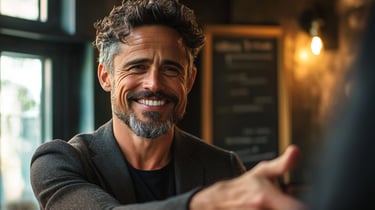 Person stepping from shadows into spotlight representing a powerful personal brand