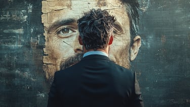 Man repainting an outdated version of himself to represent refreshing a personal brand