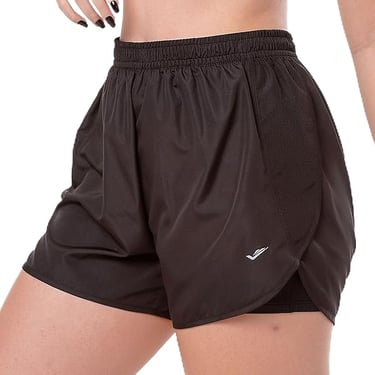 Short feminino Elite duplo preto com bolso interno Aero.
