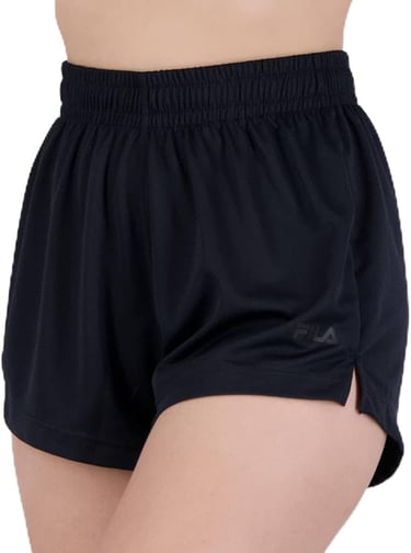 Shorts feminino Fila Myler preto leve para treino e corrida.