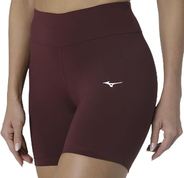Bermuda feminina Mizuno Essence bordô com compressão leve.