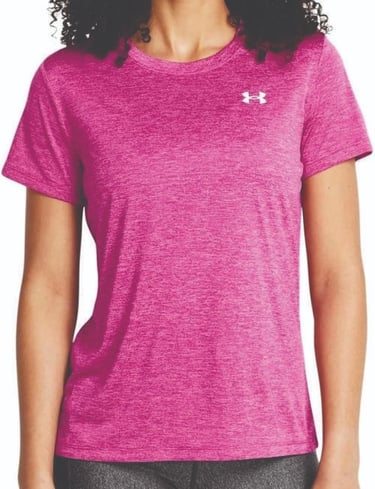 Camiseta feminina Under Armour Tech Twist rosa mescla antiodor.