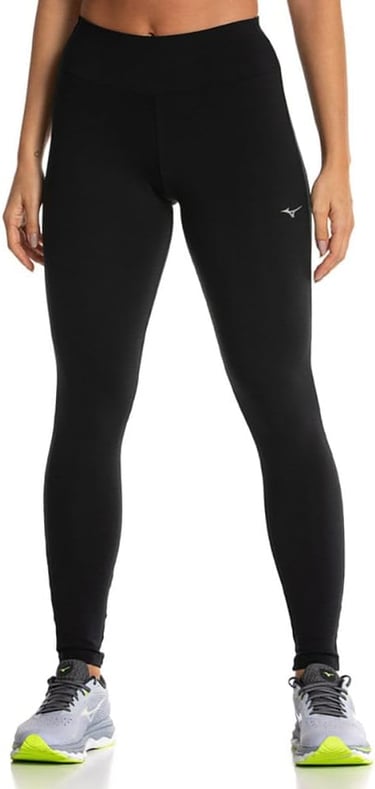 Calça legging feminina Mizuno Essence preta com compressão.