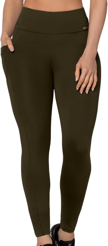 Calça legging feminina Selene azul marinho com bolsos.