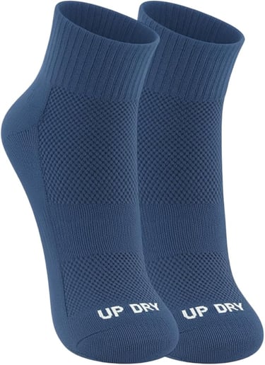 Meia técnica QLC Sports cinza cano médio com suporte no arco do pé.