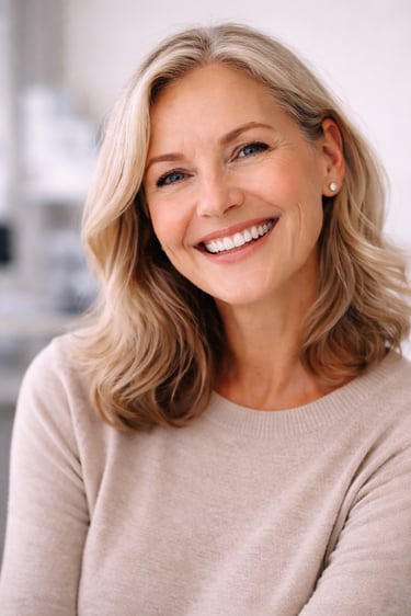 Woman with dentures smiling