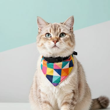 Gatito con paliacate multicolor