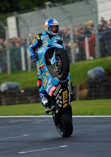 John Hopkins Moto GP Suzuki stand up wheelie