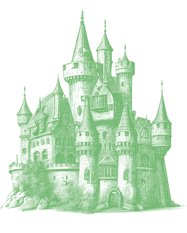 Silhouette château vert - L. Dalion, auteure.