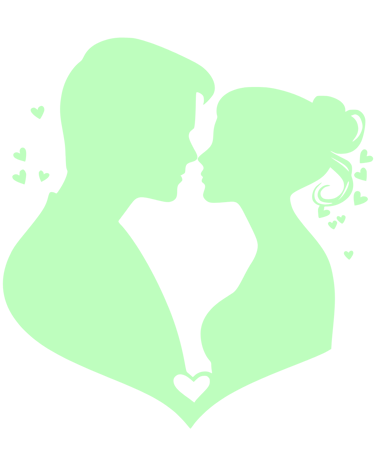 Silhouette de couple vert clair - L. Dalion, auteure.