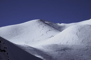 skispuren winter sonne hügel firnspuren
