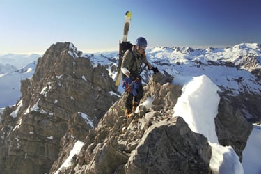 gratklettern kletterer skitour sonne ausgesetzt allgäuer Alpen 
