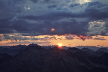 ortlergebiet payerhütte sonne abends wolken spiegelung panorama 