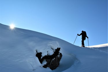 silhouette winter ski sonne
