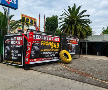 fast tire shop & auto services, used tires, new tires, TPMS, oil change, alignment, patch