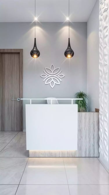 render lobby consultorio moderno en barranquilla