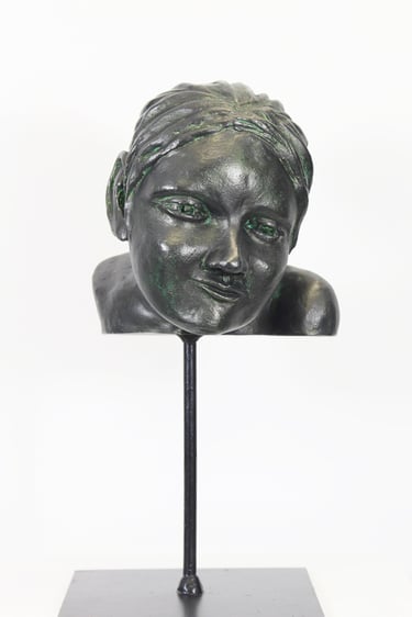 Sculpture de Lode intitulée Visage, représentant le buste d'une femme.