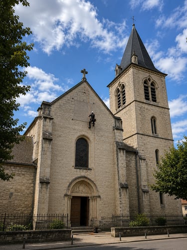 Sécurisation d'une église par cordistes en Occitanie