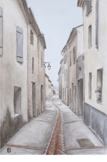 "Chemin de vie" Aquarelle sur papier, 13,5x19,5 France, Saint-Quentin-la-Poterie 2022