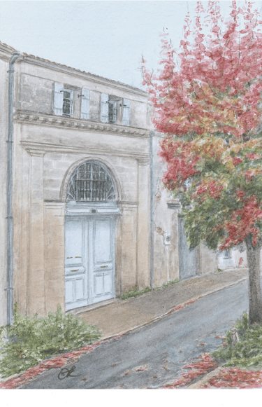 "Atelier maison. Macau", Aquarelle sur papier, 13,5x19,5 France, Bordeaux 2024