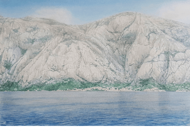"Montagnes en majesté" Aquarelle sur papier, 57x37 Monténégro, baie de Kotor 2020