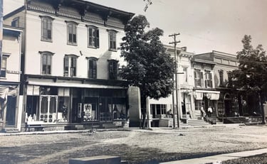 business district, old buildings