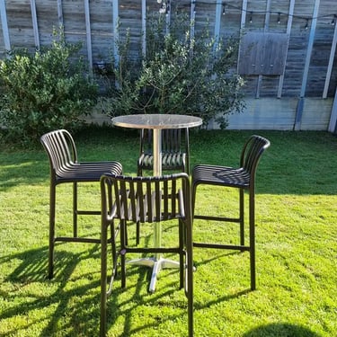 Bar Stools around a cocktail table for a Backyard Party in Redlandbay, Redlands - party hire by SweetAz Co.