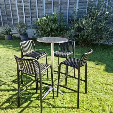 Cocktail Table with black high stools for a Backyard Party in Redlandbay, Redlands - party hire by SweetAz Co.