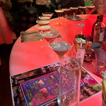 Glow Bar with cocktails lined up for a 40th Celebration in Victoriapoint, Redlands - party hire by SweetAz Co.