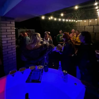 Glow Bar with guests in the backdround during a 40th Event in Victoriapoint, Redlands - party hire by SweetAz Co.