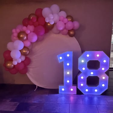 Lightup Number shining bright during an 18th Birthday in Gumdale, Brisbane - party hire by SweetAz Co.