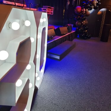 Lightup Numbers with backdrop and garland for a 30th Birthday in Loganholme, Logan - party hire by SweetAz Co.