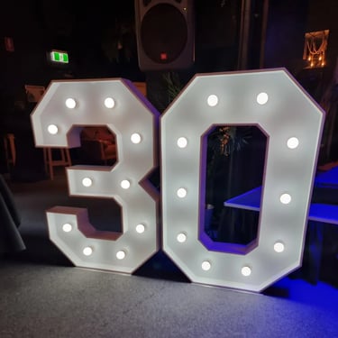 Lightup Numbers shining bright at a venue for a 30th Celebration in Loganholme, Logan - party hire by SweetAz Co.