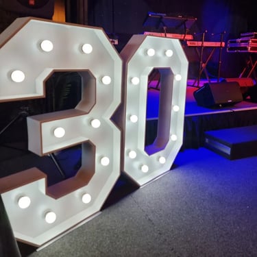 Lightup Numbers setup ready for 30th Event in Loganholme, Logan - party hire by SweetAz Co.