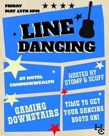 Line Dancing free event hosted by Stomp and Scuff at Hotel Commonwealth in Brisbane, Ipswich - party hire by SweetAz Co.