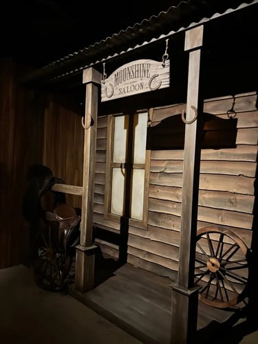 Moonshine Saloon scene in old school country for a Birthday Party in Valley, Brisbane - party hire by SweetAz Co.